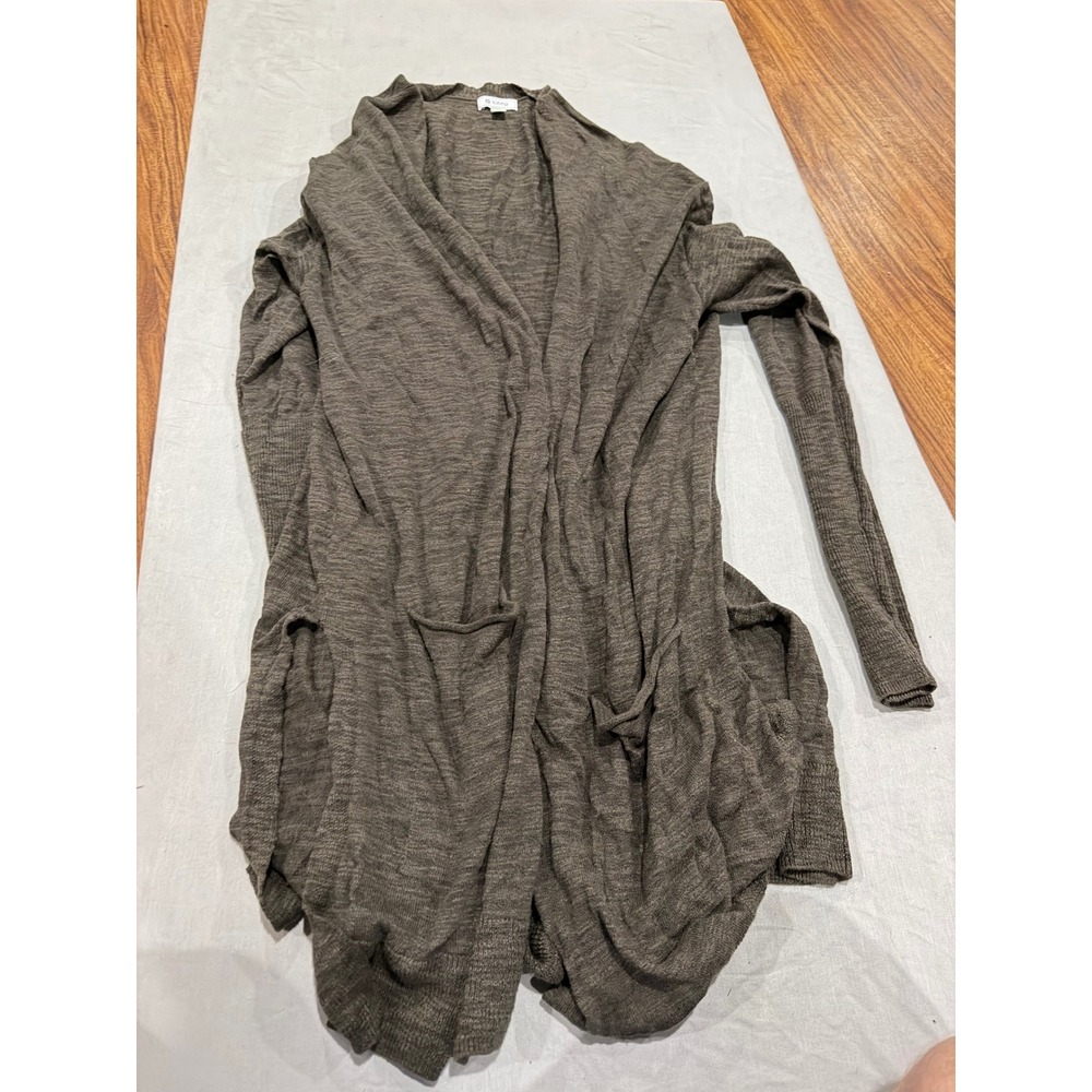 Earthcore Womens Caslon Linen Blend Open Front Cardigan 1X Olive Brown